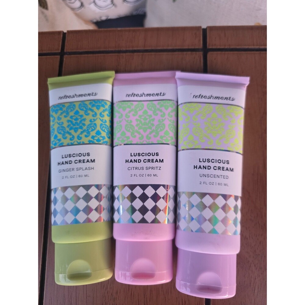 3 Refreshments Luscious Hand Cream 2oz Ginger Splash Citrus Unscented SEALED new
